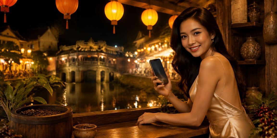 Khách VIP đang thưởng thức cà phê tại Hội An trong không gian sang trọng