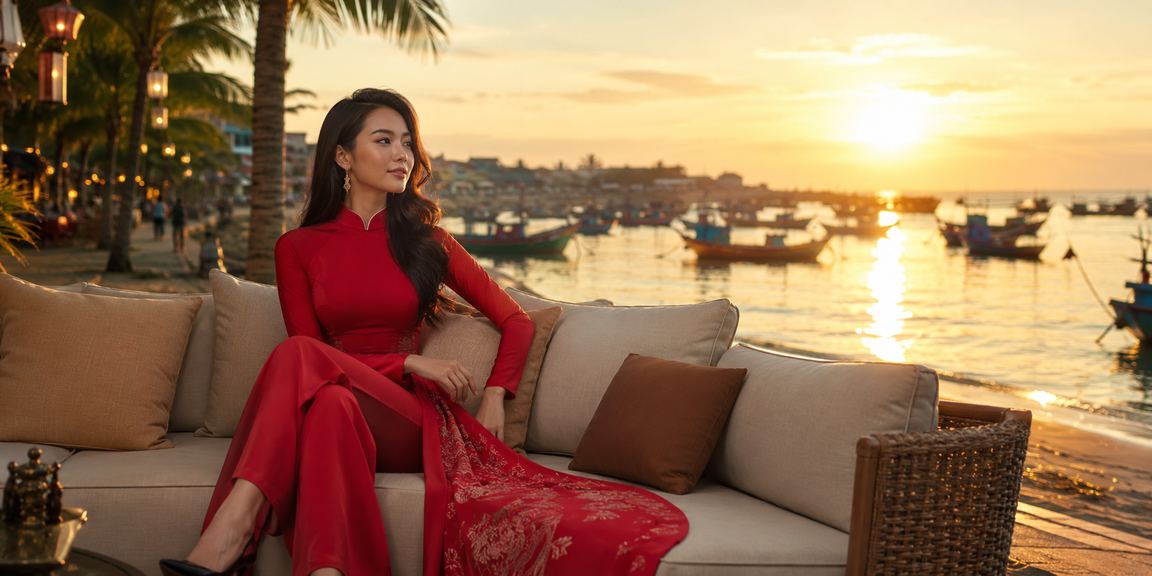 Người phụ nữ mặc áo dài tại Sài Gòn đang thực hiện giao dịch nạp tiền trên điện thoại
